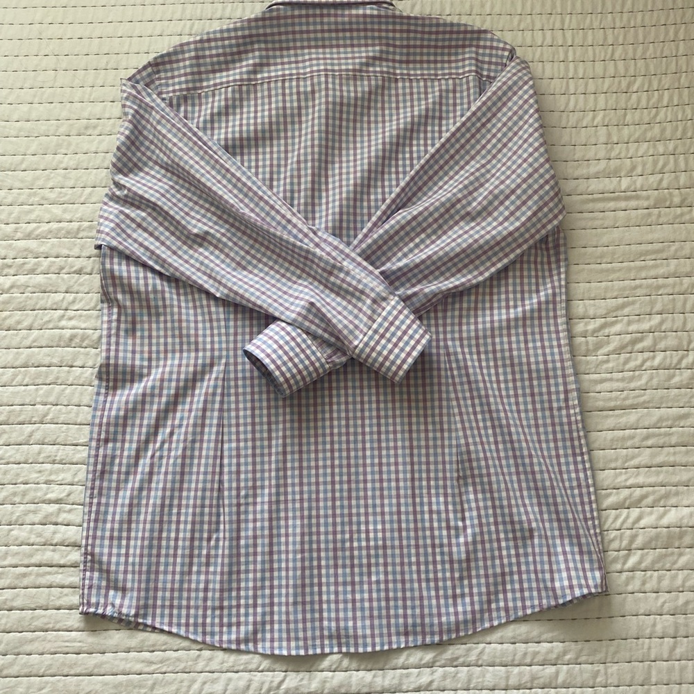 Eton Blue and Purple Dress Shirt Crisp Cotton - Picture 5 of 11